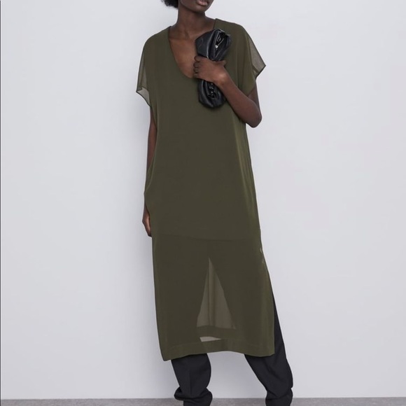 Zara | Dresses | Zara Olive Green Dress M | Poshmark